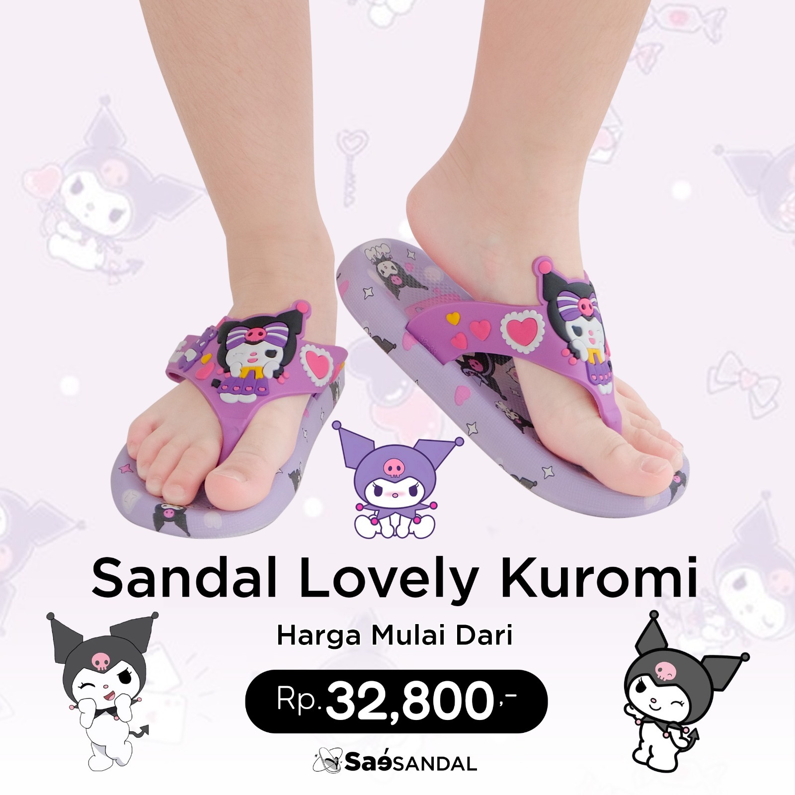 Sendal Jepit Karet Anak Perempuan Motif Sandals by Orangeshopz