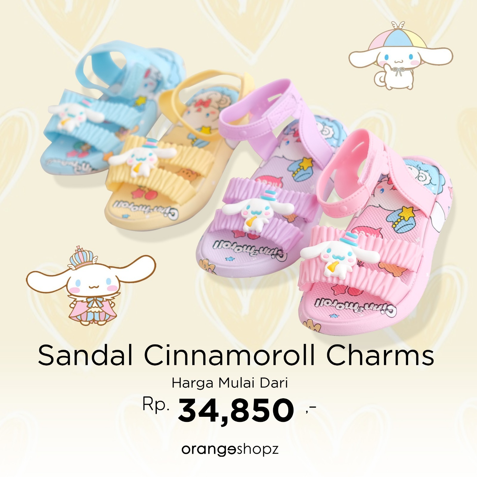 Sendal Strap Anak Perempuan Motif Cinnamoroll