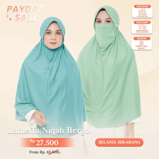 Image of HIjab Khimar Instan Latheffa Niqab Bergo
