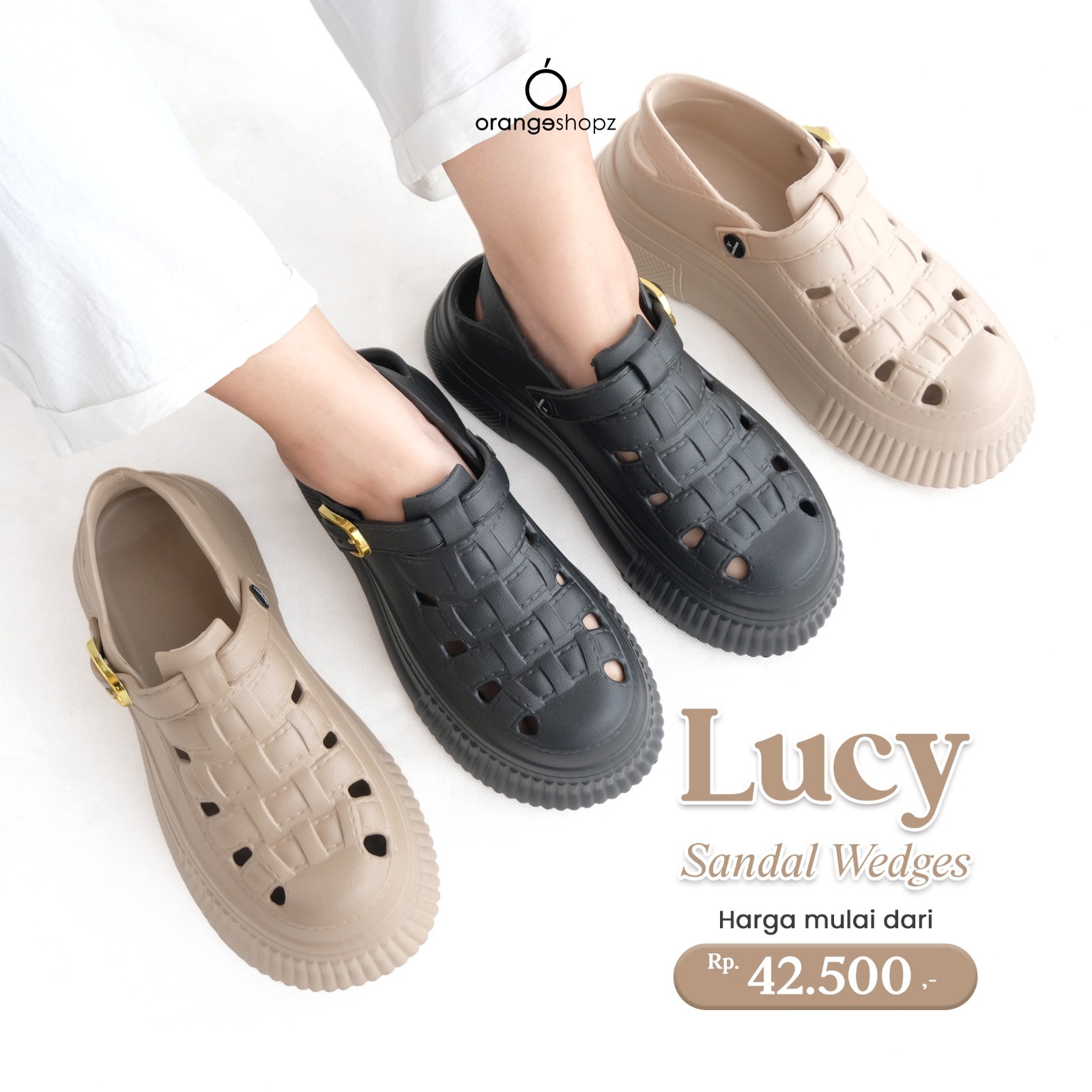 Sendal Baim Wanita Anti Selip Jelly Karet Lucy Wedges