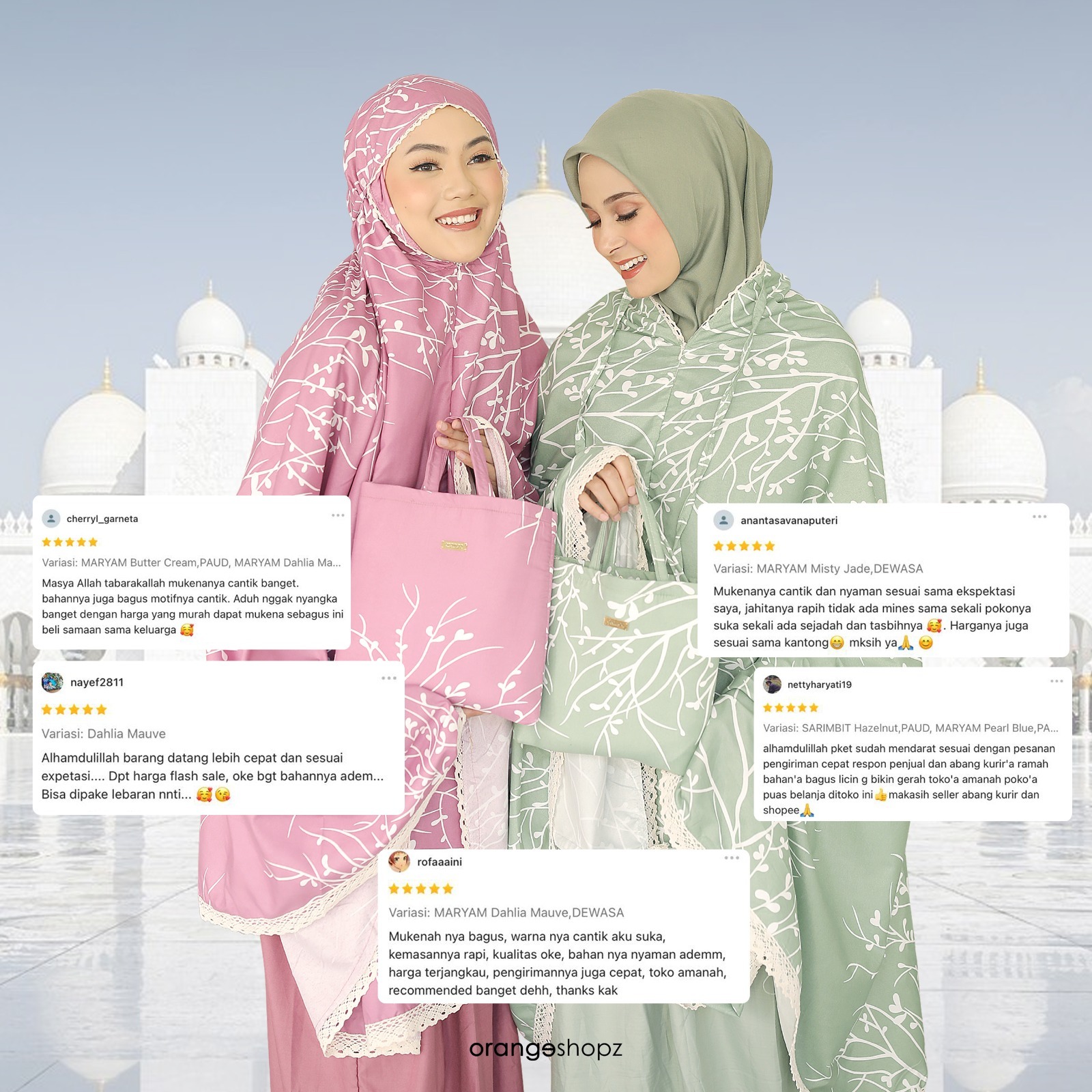 Mukena Maryam Motif Renda 2in1 Prayer Set FREE SEJADAH TASBIH