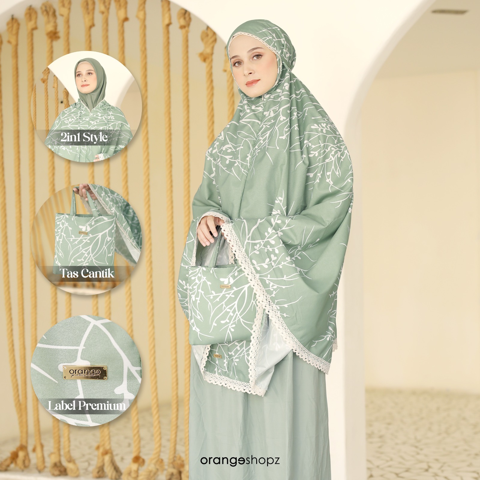 Mukena Maryam Motif Renda 2in1 Prayer Set FREE SEJADAH TASBIH