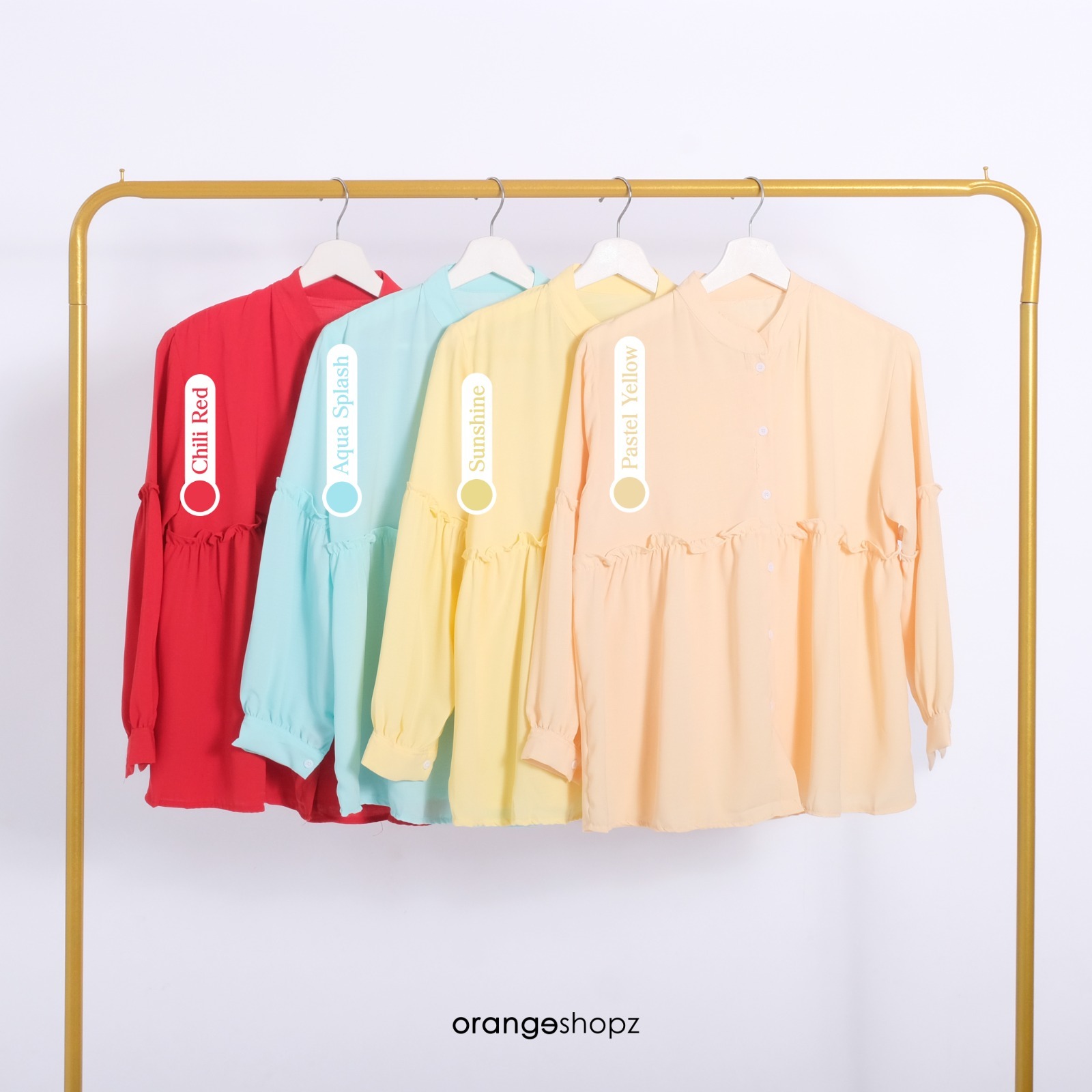 Atasan Wanita Lengan Panjang Kalila Ruffle Basic Blouse