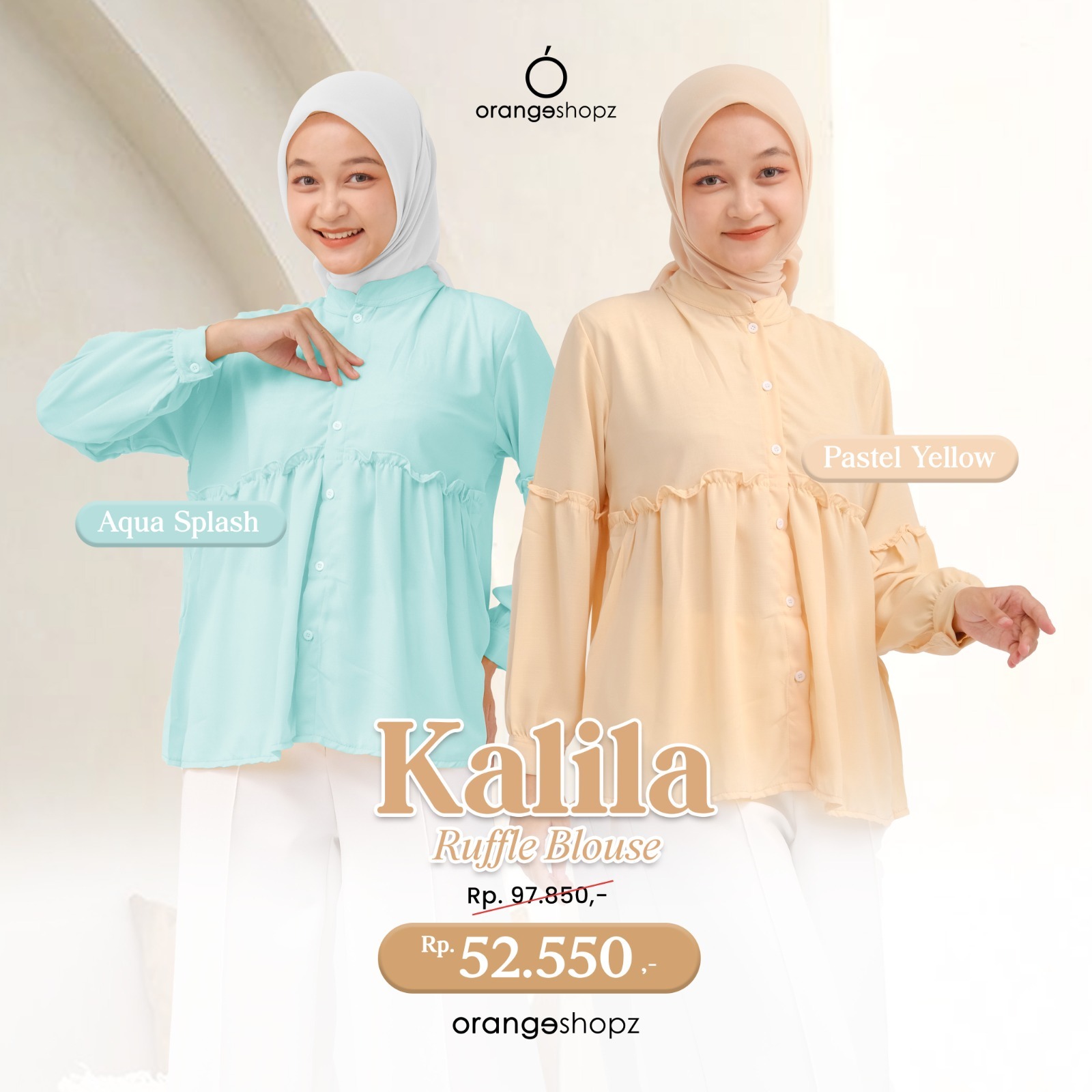 Atasan Wanita Lengan Panjang Kalila Ruffle Basic Blouse
