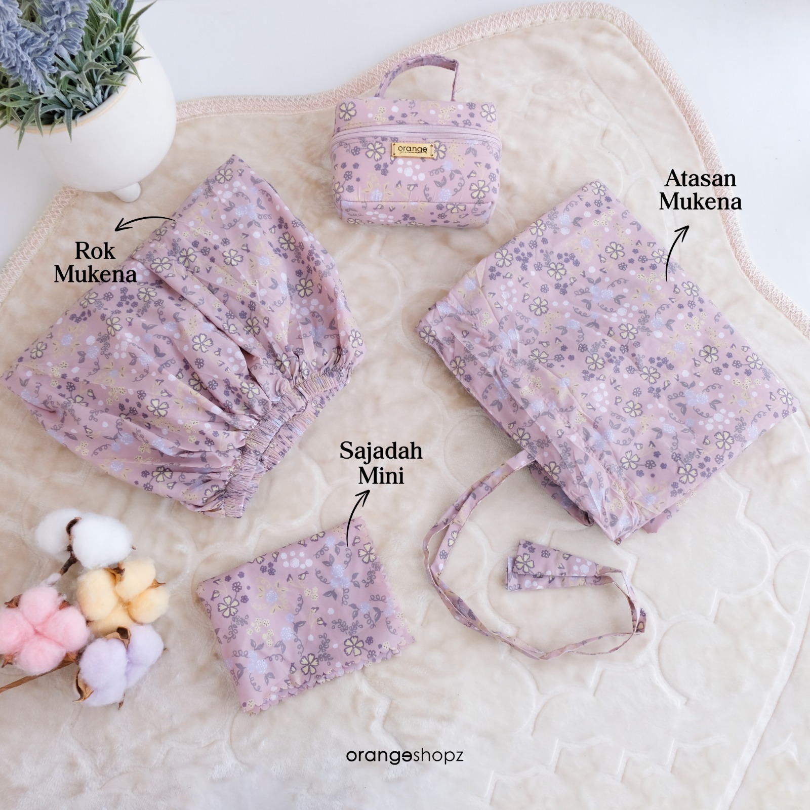 Mukena Motif Aster 2in1 Anak DewasaTraveling Prayer Set