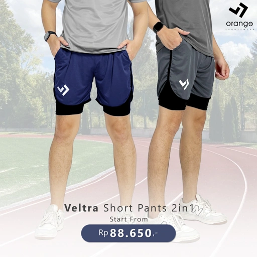 Image of Celana Lari Pria Pakaian Olahraga Sport Running Gym Fitness Veltra 2in1 Short Pants