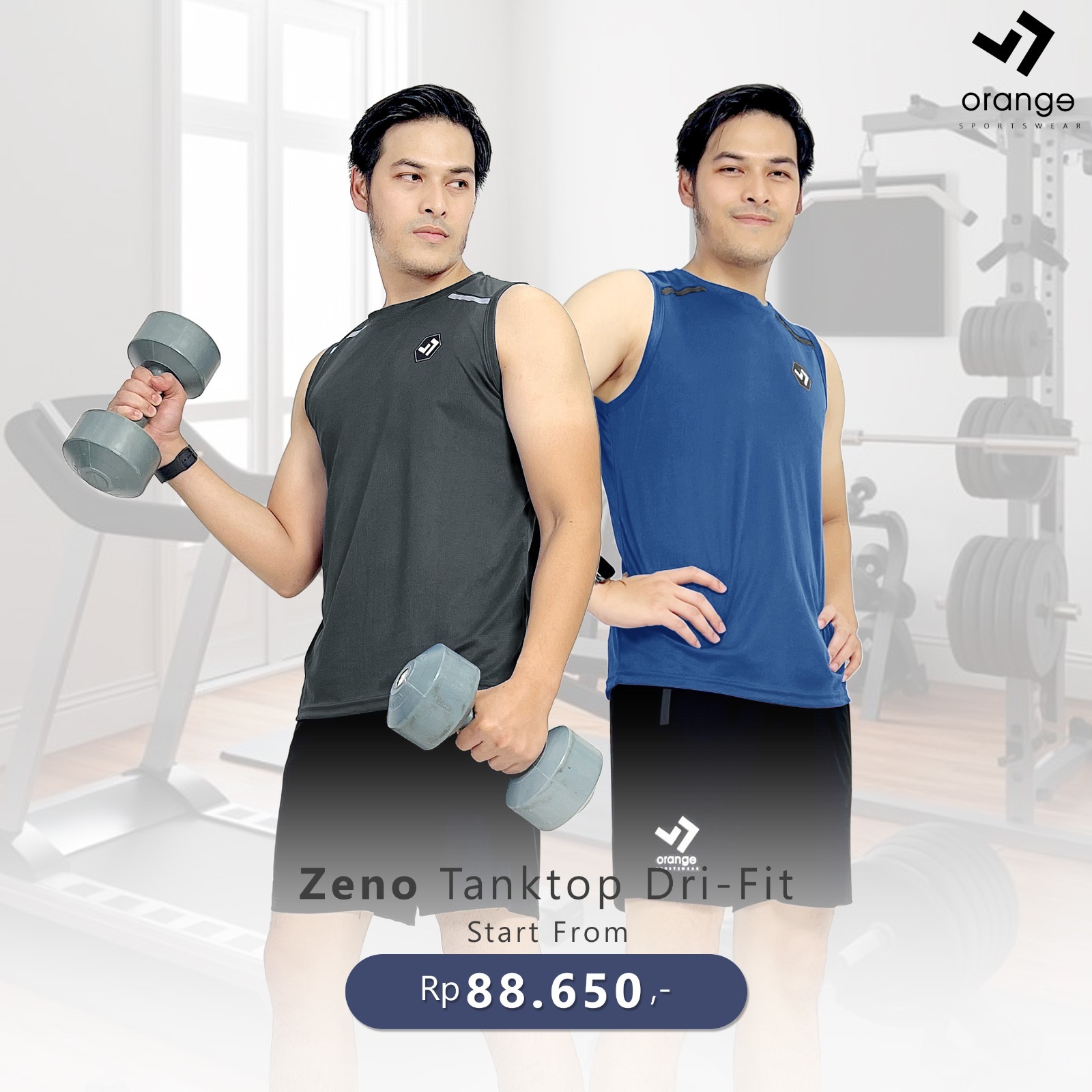 Baju Olahraga Tanpa Lengan Pria Running Jogging Gym Fitness Zeno Tank Top Dri-Fit Sporty