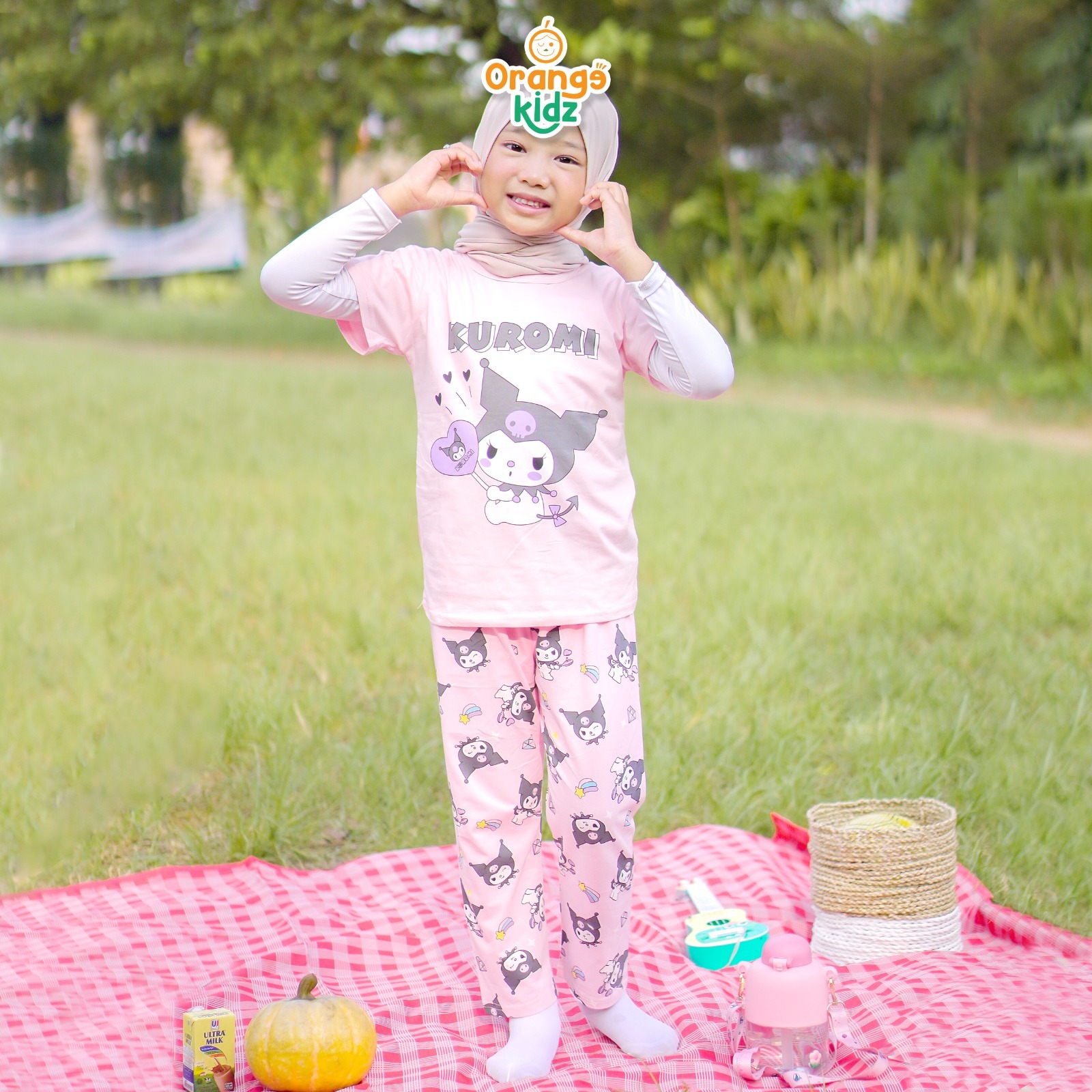 Setelan Santai Anak Perempuan Laki-Laki Karakter Kartun Kuromi Lucu Oneset Long Pants