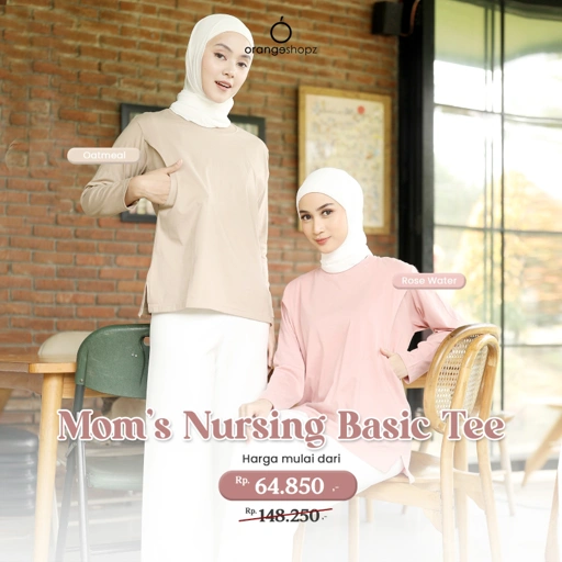Image of Nursing Basic Tee Long Sleeve / Kaos Atasan Ibu Baju Menyusui Anak Bayi Busui