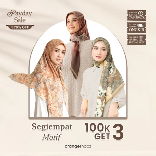 Image of Hijab Segiempat Motif Scarf Voal Premium Lasercut