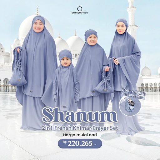 Image of Mukena Shanum 2in1 Prayer Set - Mukena Set Multifungsi French Khimar Umroh Haji 