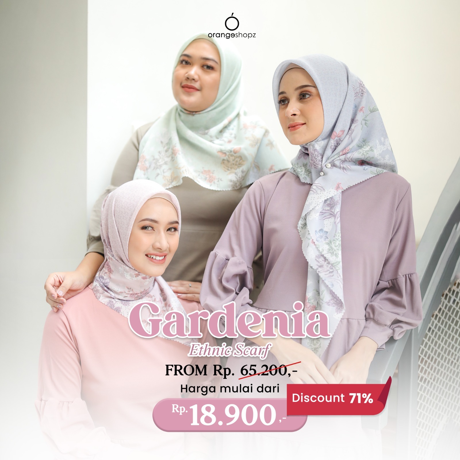 Hijab Segiempat Motif Gardenia Ethnic Scarf