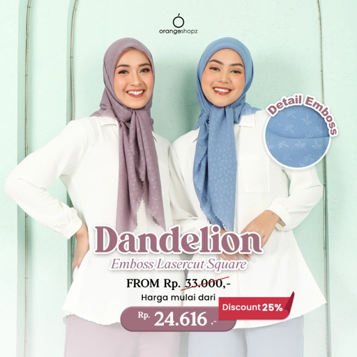 Image of Hijab Segiempat Dandelion Lasercut Emboss Polycotton