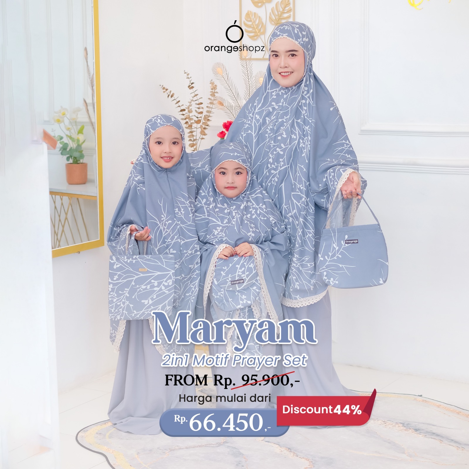 Mukena Maryam Motif Renda 2in1 Prayer Set FREE SEJADAH TASBIH