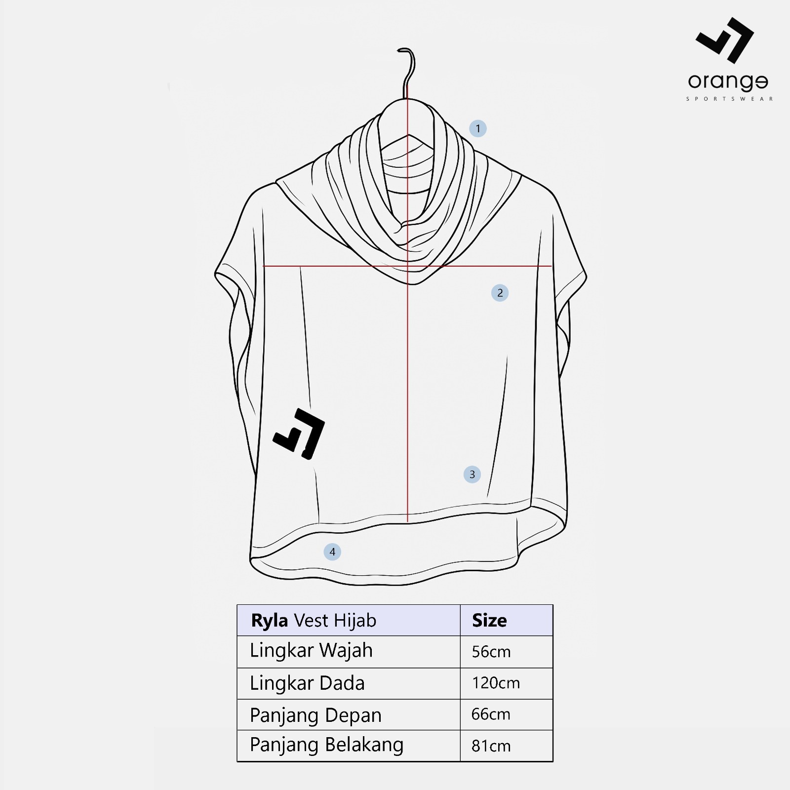 Hijab Rompi Sport Instan Jersey Premium Ryla Vest
