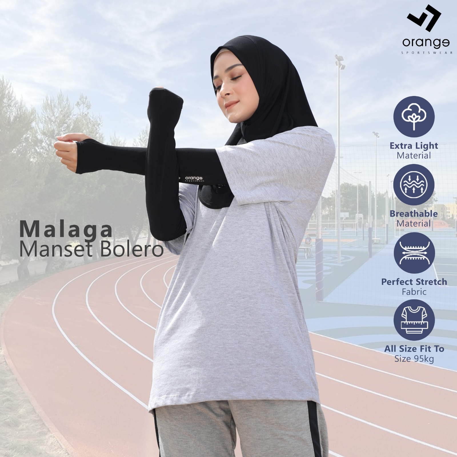 Malaga Bolero Manset Tangan Olahraga Anti UV Premium