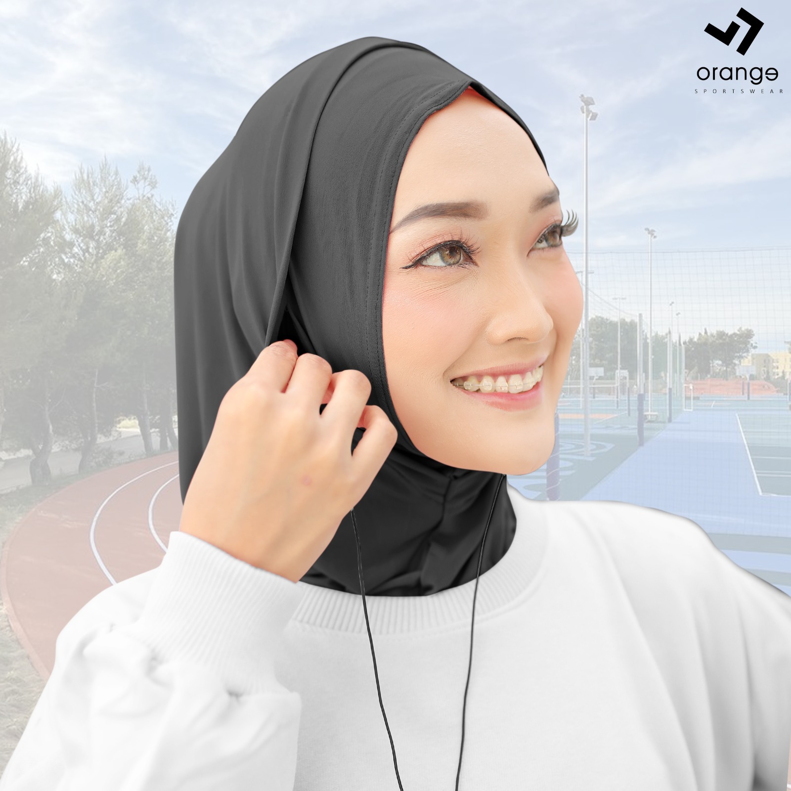 Bergo Sport Lubang Telinga Masker Jersey Premium New Syria Instan Hijab
