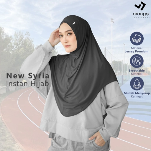 Image of Bergo Sport Lubang Telinga Masker Jersey Premium New Syria Instan Hijab
