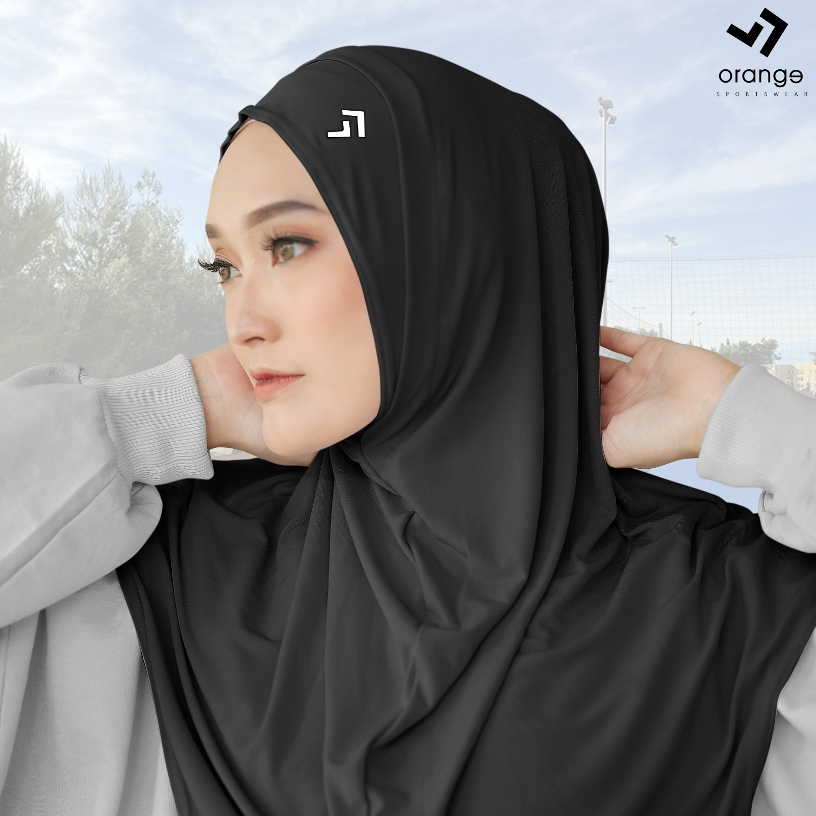 Bergo Sport Lubang Telinga Masker Jersey Premium New Syria Instan Hijab