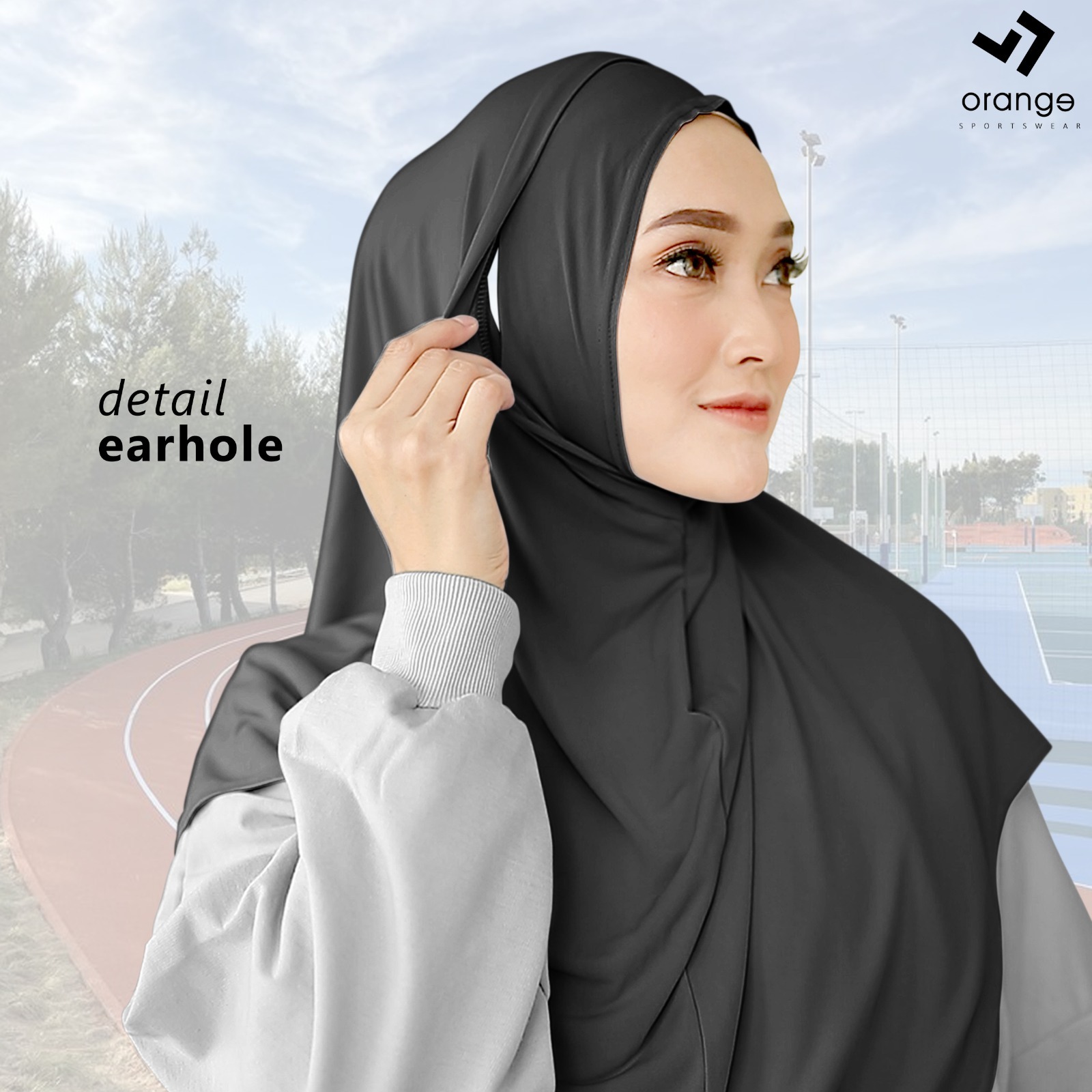 Bergo Sport Lubang Telinga Masker Jersey Premium New Syria Instan Hijab