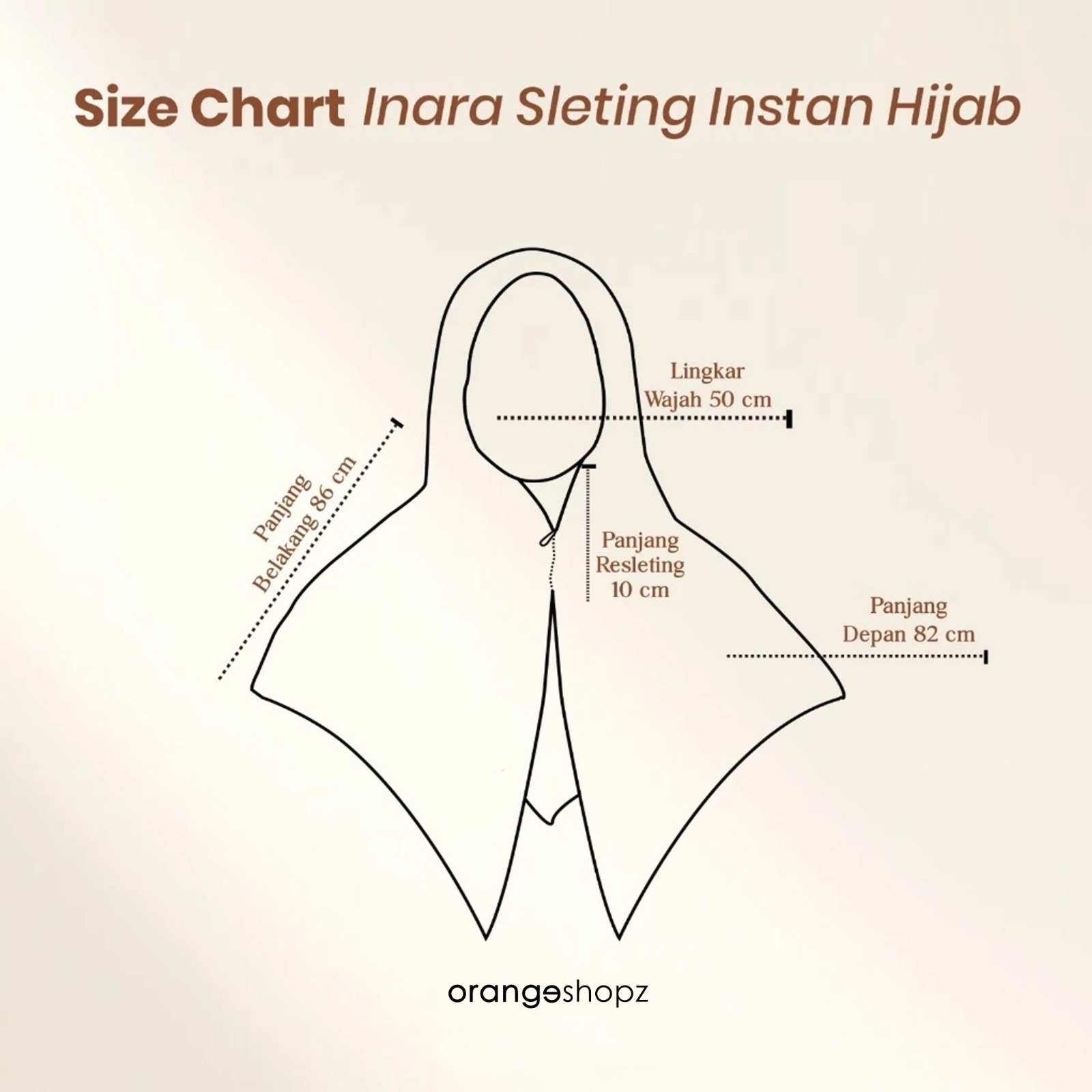 Hijab Instan Sleting Dewasa / Jilbab Segiempat Instan Zipper