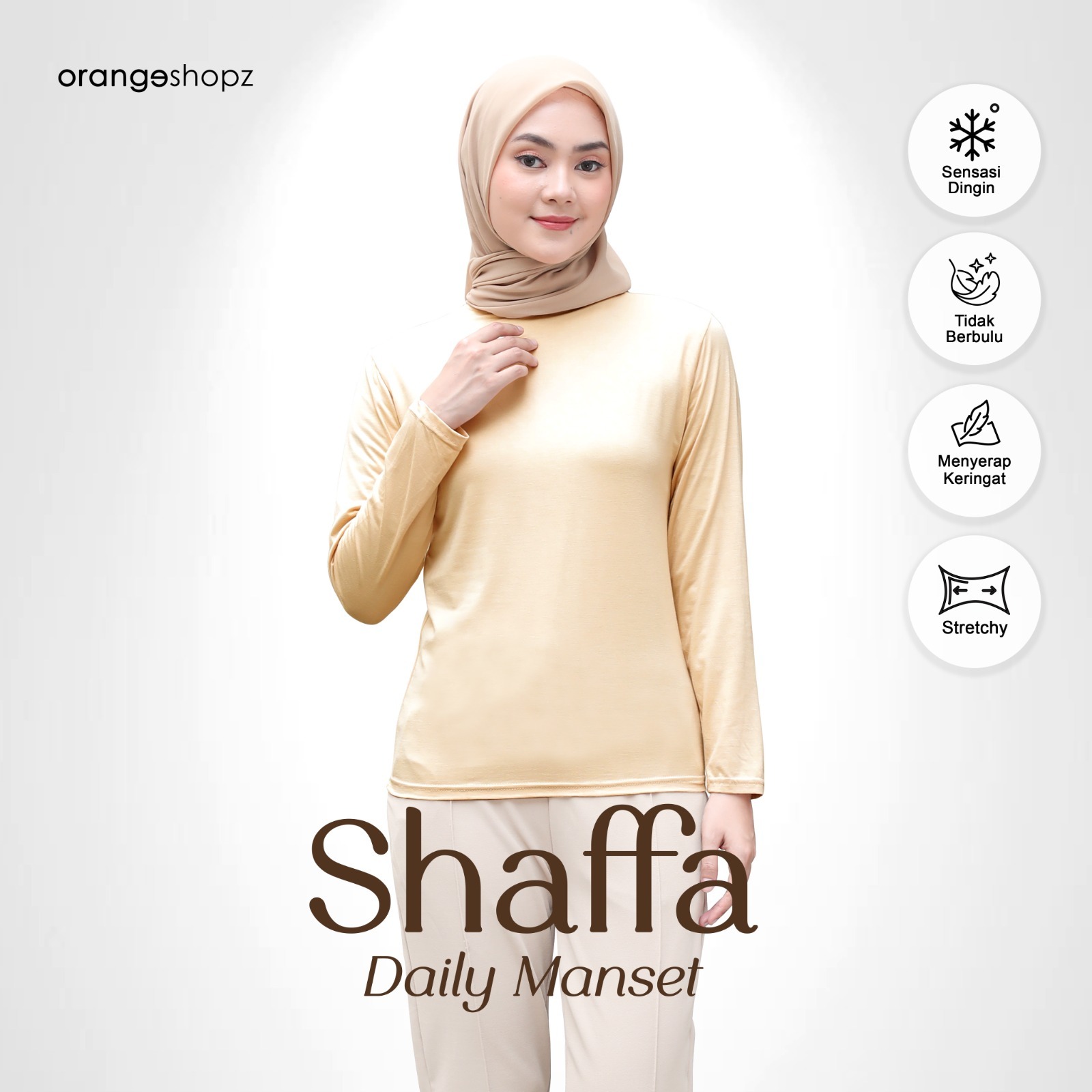 Manset Kaos Badan Wanita Inner Lengan Panjang Shaffa Daily Manset Premium