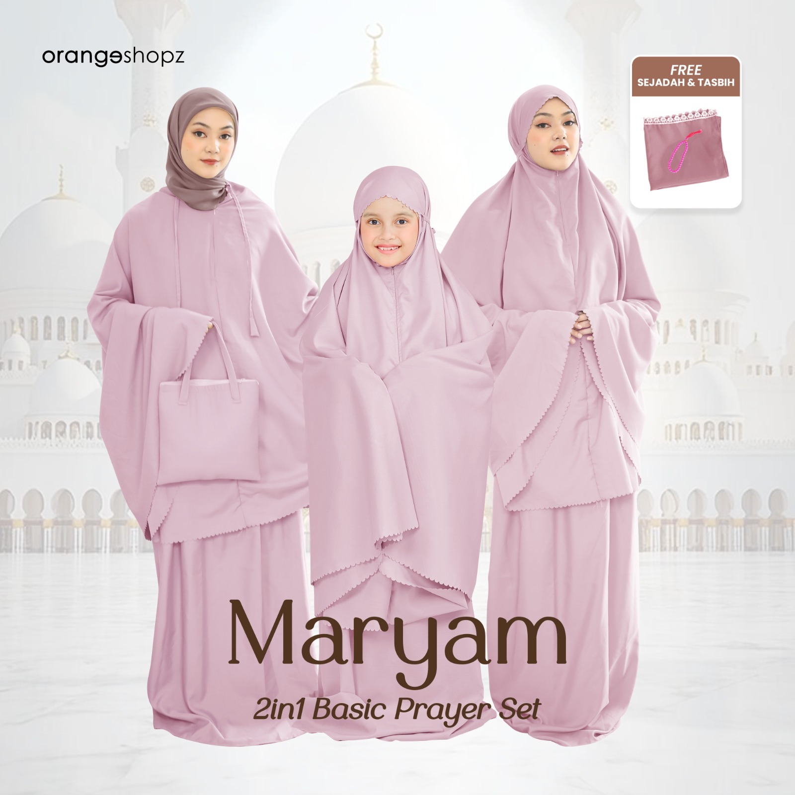 Mukena 2in1 Resleting Dewasa Remaja Anak Maryam Basic Prayer Set