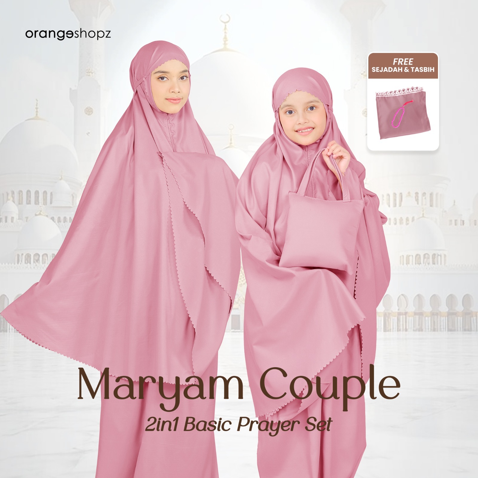 Mukena 2in1 Resleting Lasercut Couple Ibu Anak BUY 1 GET 2 Maryam Basic Prayer Set
