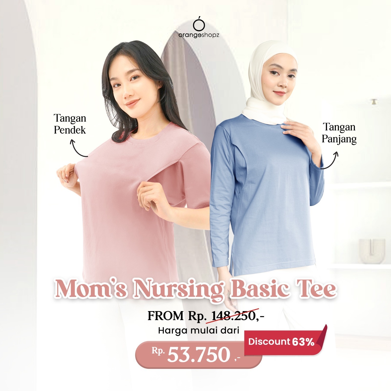 Nursing Basic Tee Long Sleeve / Kaos Atasan Ibu Baju Menyusui Anak Bayi Busui