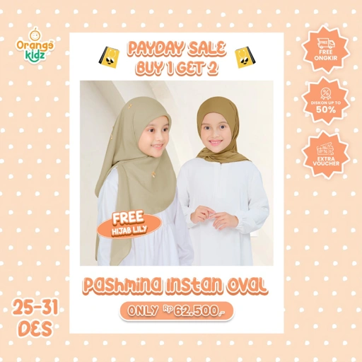 Image of Pashmina Instan Oval ANAK Jersey Super Premium 