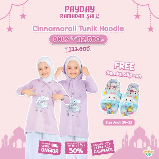 Image of Hoodie Anak Perempuan Cinnamoroll Lengan Panjang