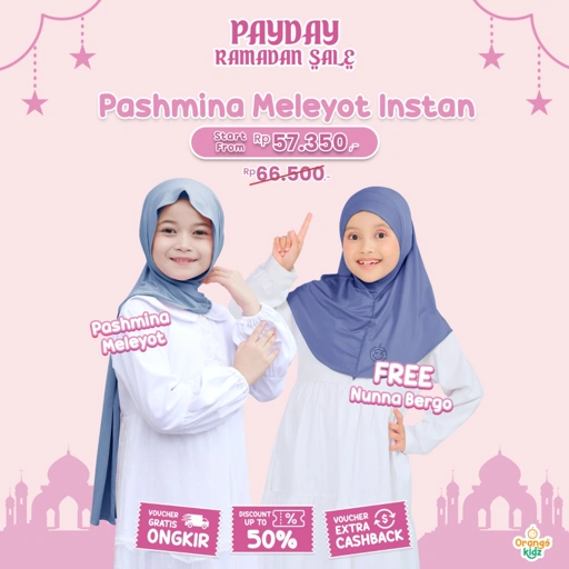 Image of Pashmina Inner Meleyot Anak / Hijab Instan Oval Meleyot Kaos Premium Anak