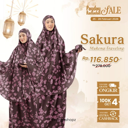 Image of Mukena Motif Aster 2in1 Anak DewasaTraveling Prayer Set