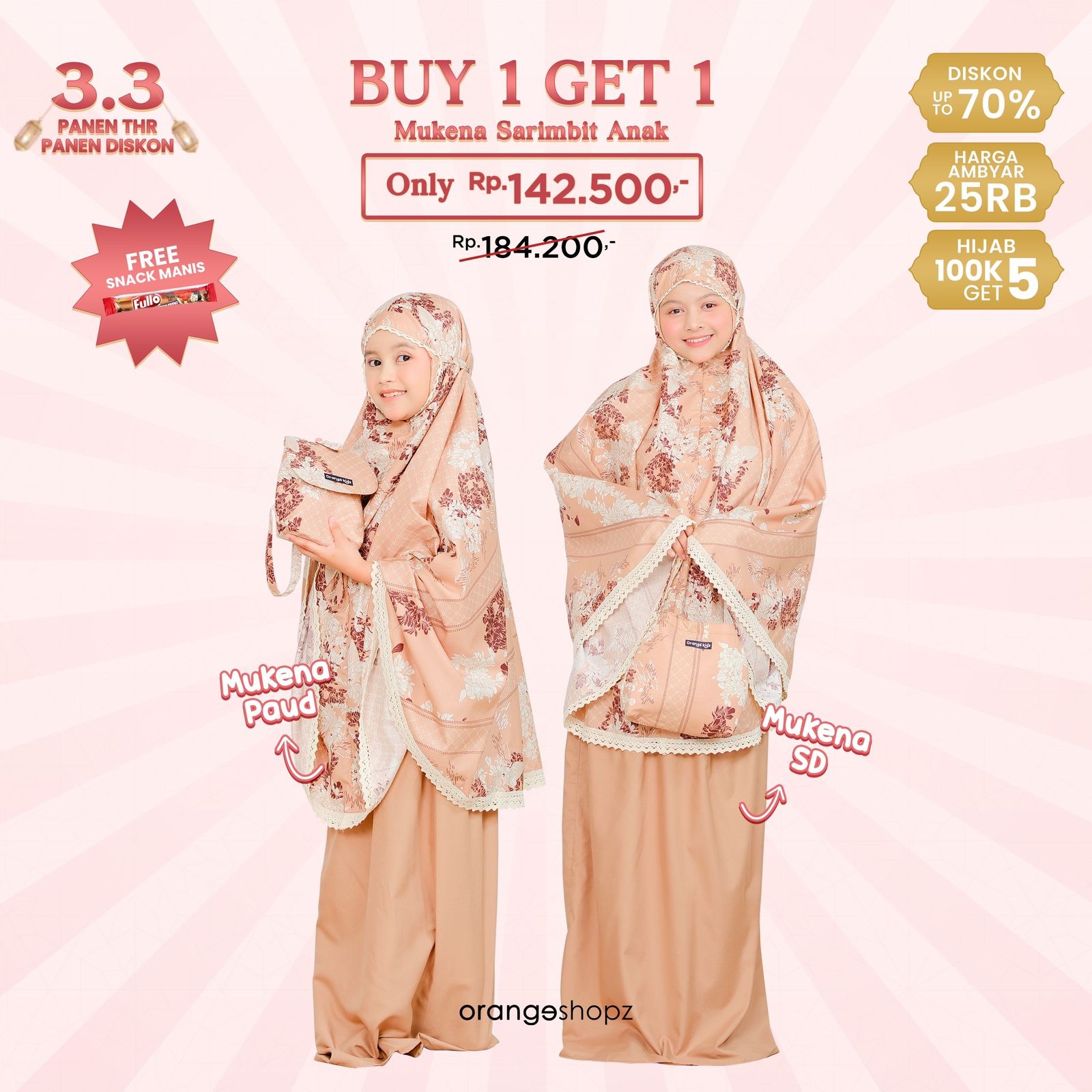 Mukena Maryam Motif Renda 2in1 Prayer Set FREE SEJADAH TASBIH