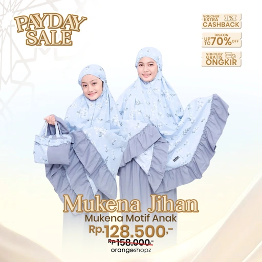 Image of Mukena Anak Ruffle Model 2in1 Resleting Motif Series Premium Free Tas Sajadah