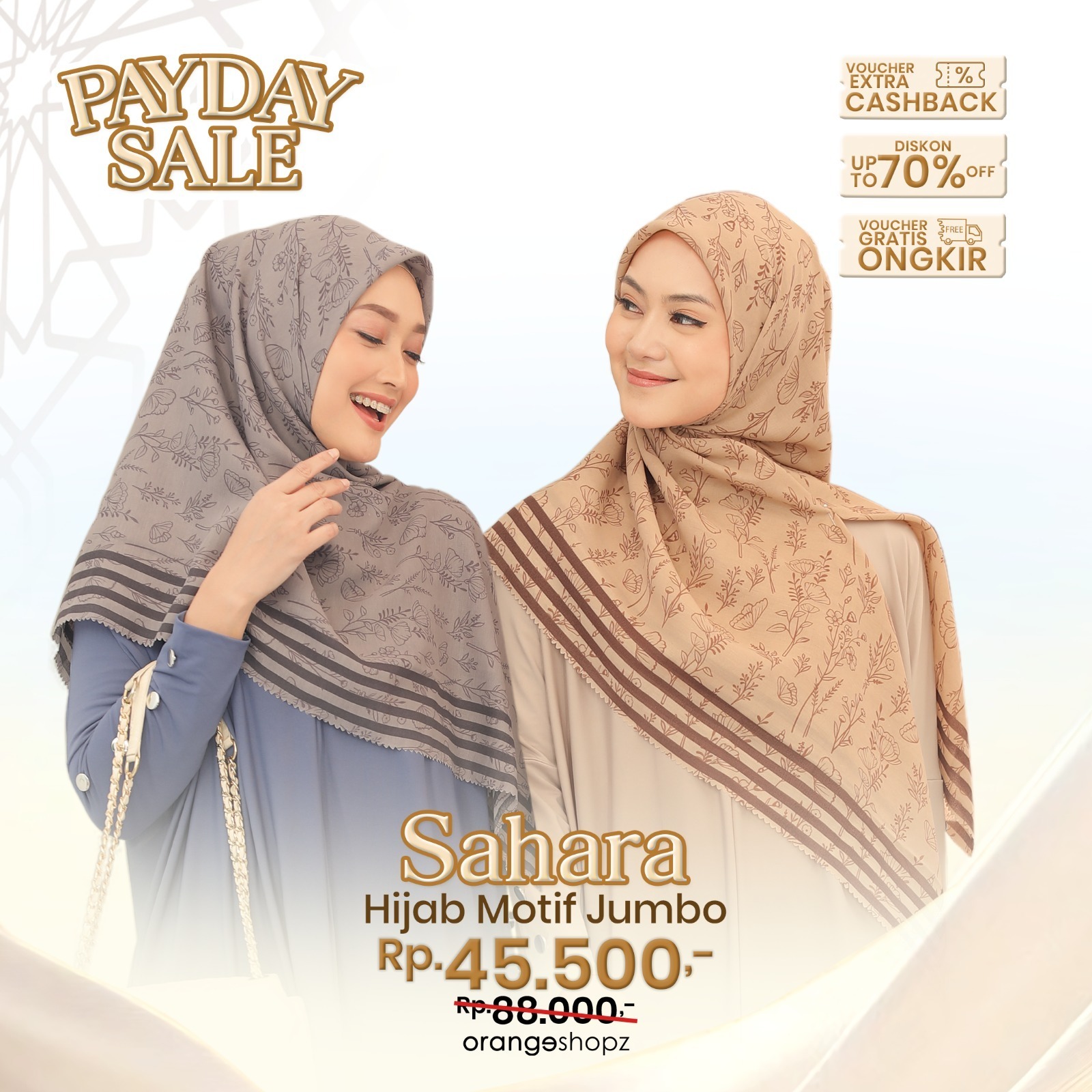 Hijab Segiempat Motif Sahara Ethnic Scarf Syari Jumbo 130 x 130