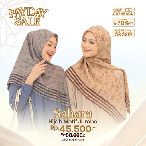 Image of Hijab Segiempat Motif Sahara Ethnic Scarf Syari Jumbo 130 x 130