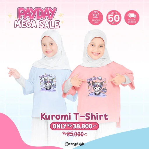 Image of Kaos Anak Perempuan Motif Cinnamoroll Kuromi Long Sleeve Tee