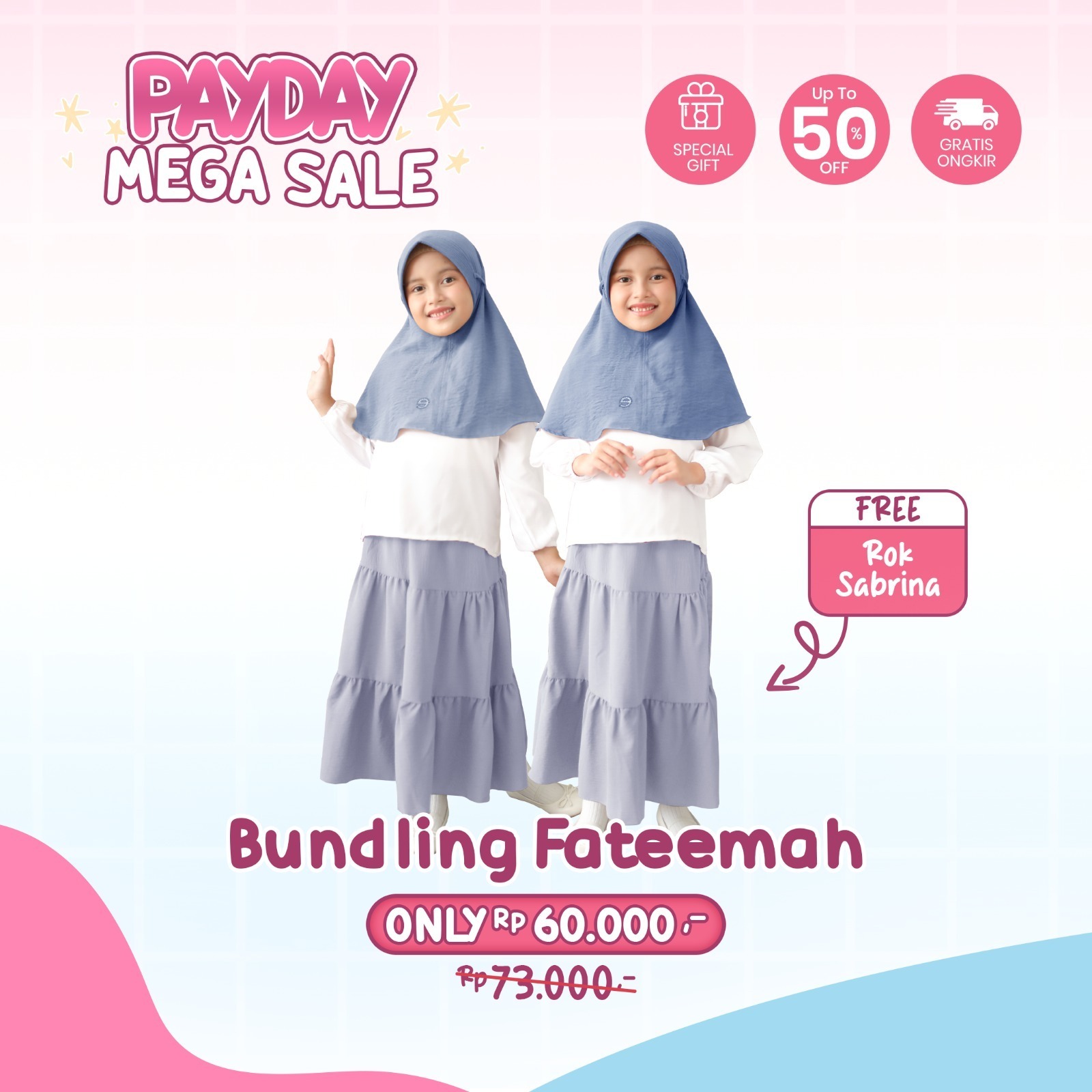 Bergo Hijab Instan Anak & Couple Fateemah Airflow Crinckle Premium