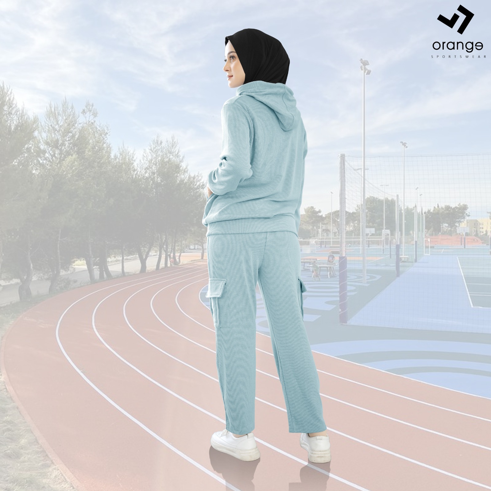 One Set Hoodie Knit Olahraga Wanita Vortex Training Set