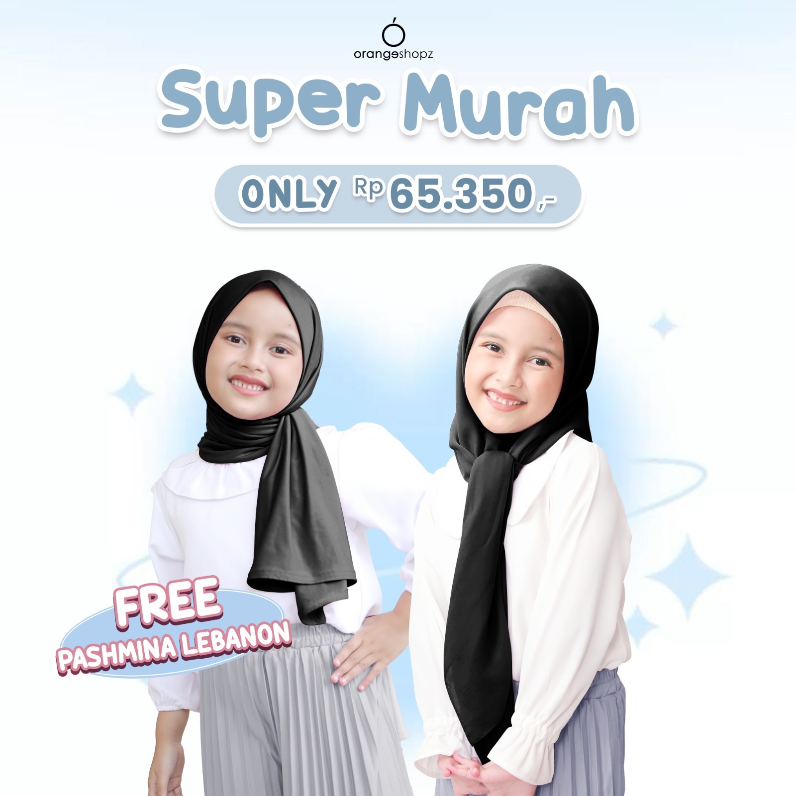 Hijab Segiempat Instan Zipper Jilbab Resleting Anak