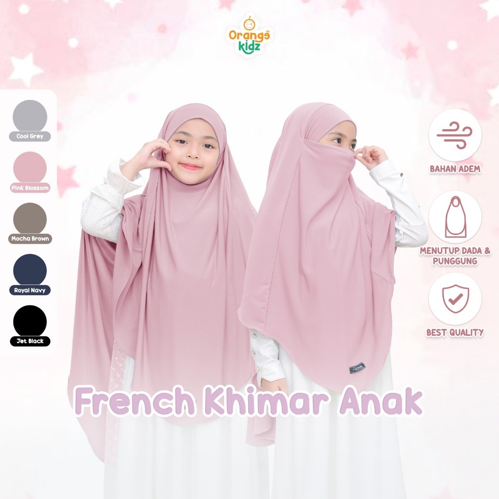 French Khimar Anak Niqab 2in1 Hijab Instan Jersey