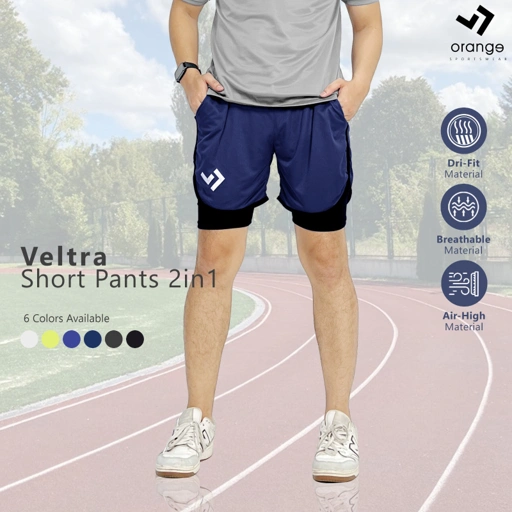 Image of Celana Lari Pria Pakaian Olahraga Sport Running Gym Fitness Veltra 2in1 Short Pants