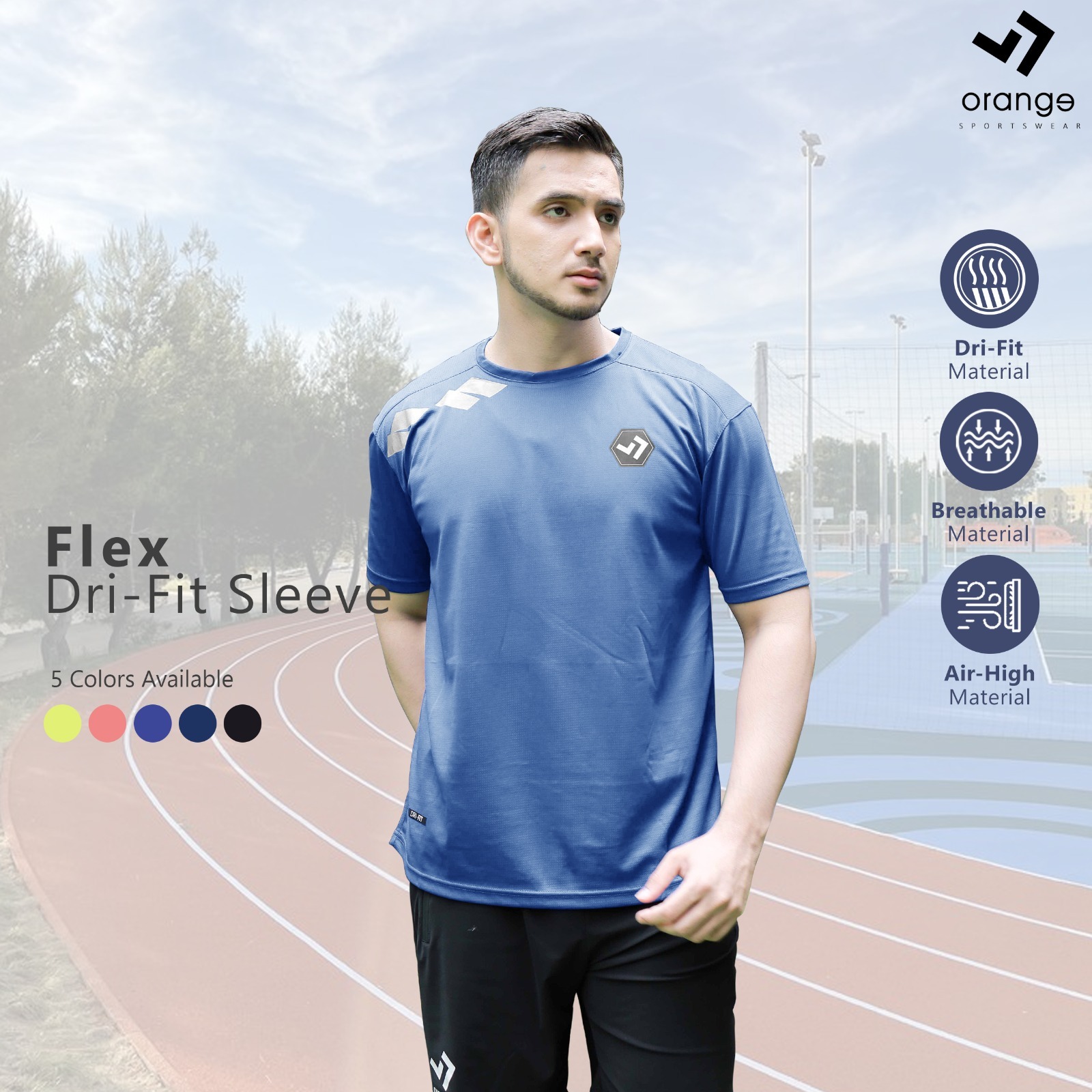 Kaos Olahraga Pria / Baju Sport Futsal Fitness Running Gym Tenis Flex Dri-Fit Sleeve