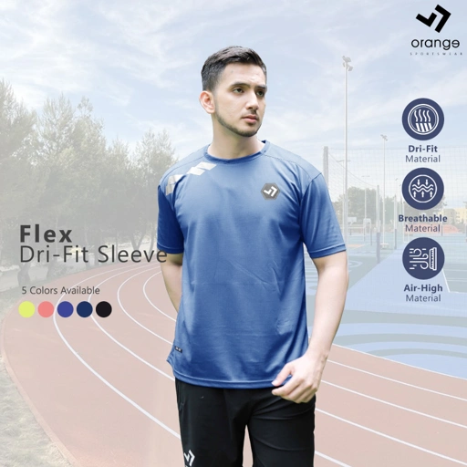 Image of Kaos Olahraga Pria / Baju Sport Futsal Fitness Running Gym Tenis Flex Dri-Fit Sleeve