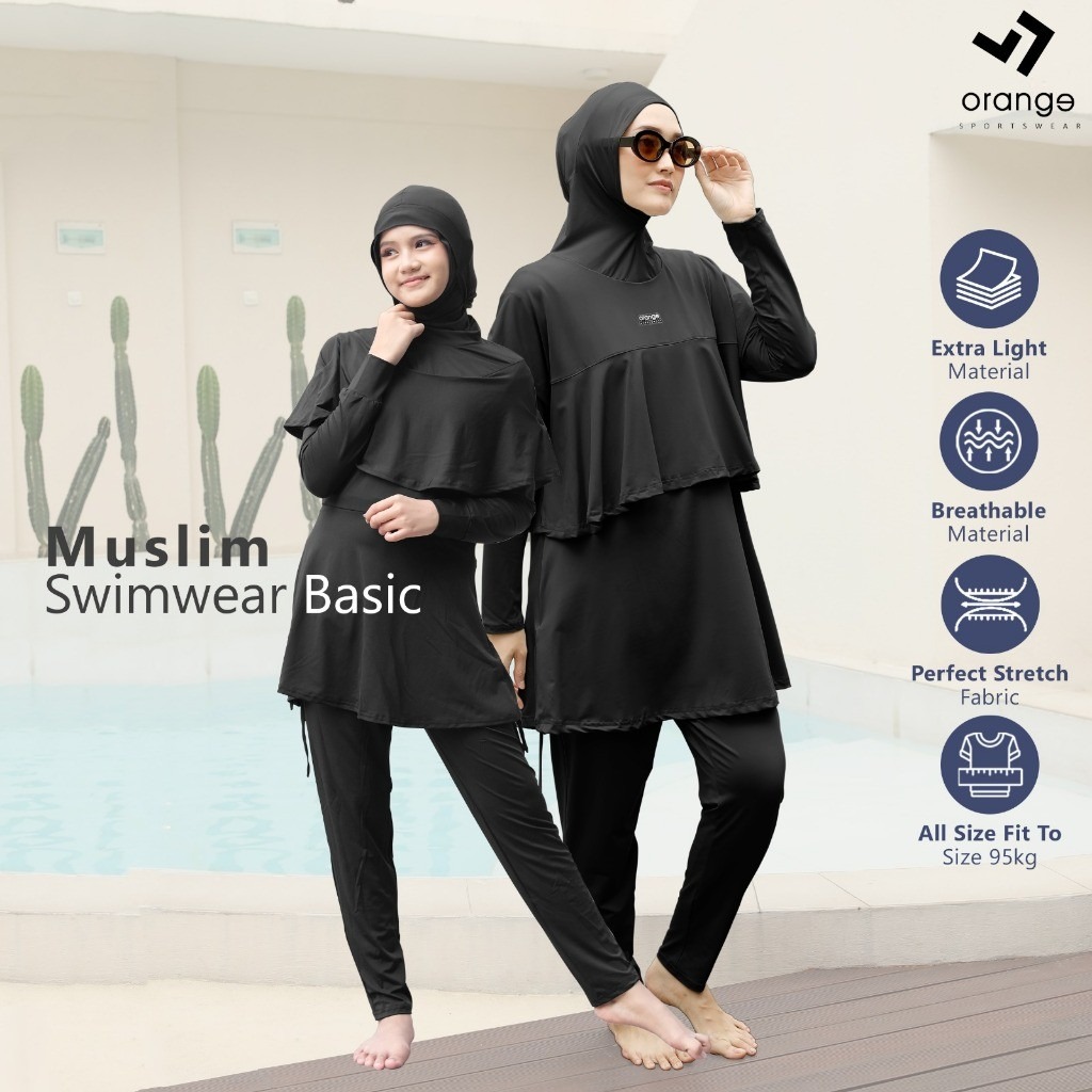 Setelan Baju Renang Muslim Syar'i Dewasa Anak Perempuan / Basic Swimwear