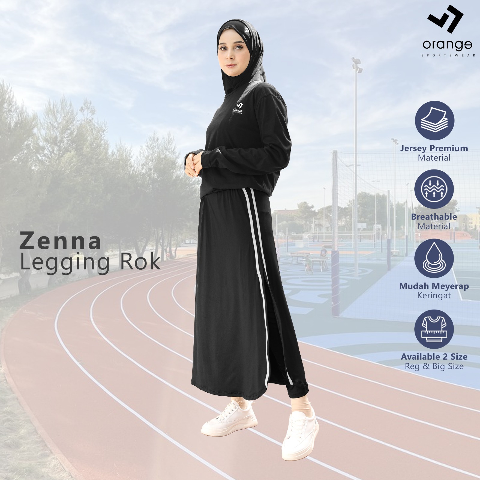 Legging Rok Panjang Olahraga Muslimah Zenna Sporty