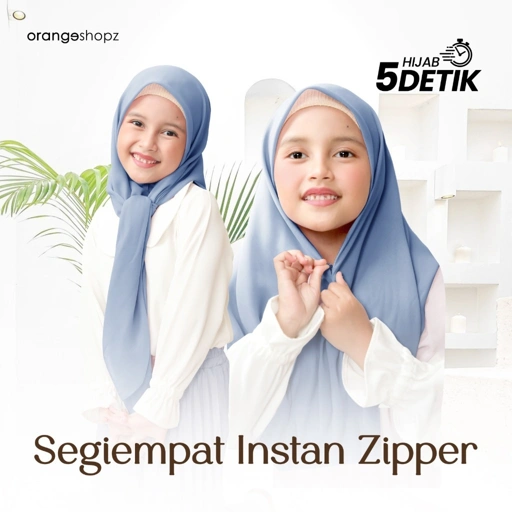 Image of Hijab Segiempat Instan Zipper Jilbab Resleting Anak
