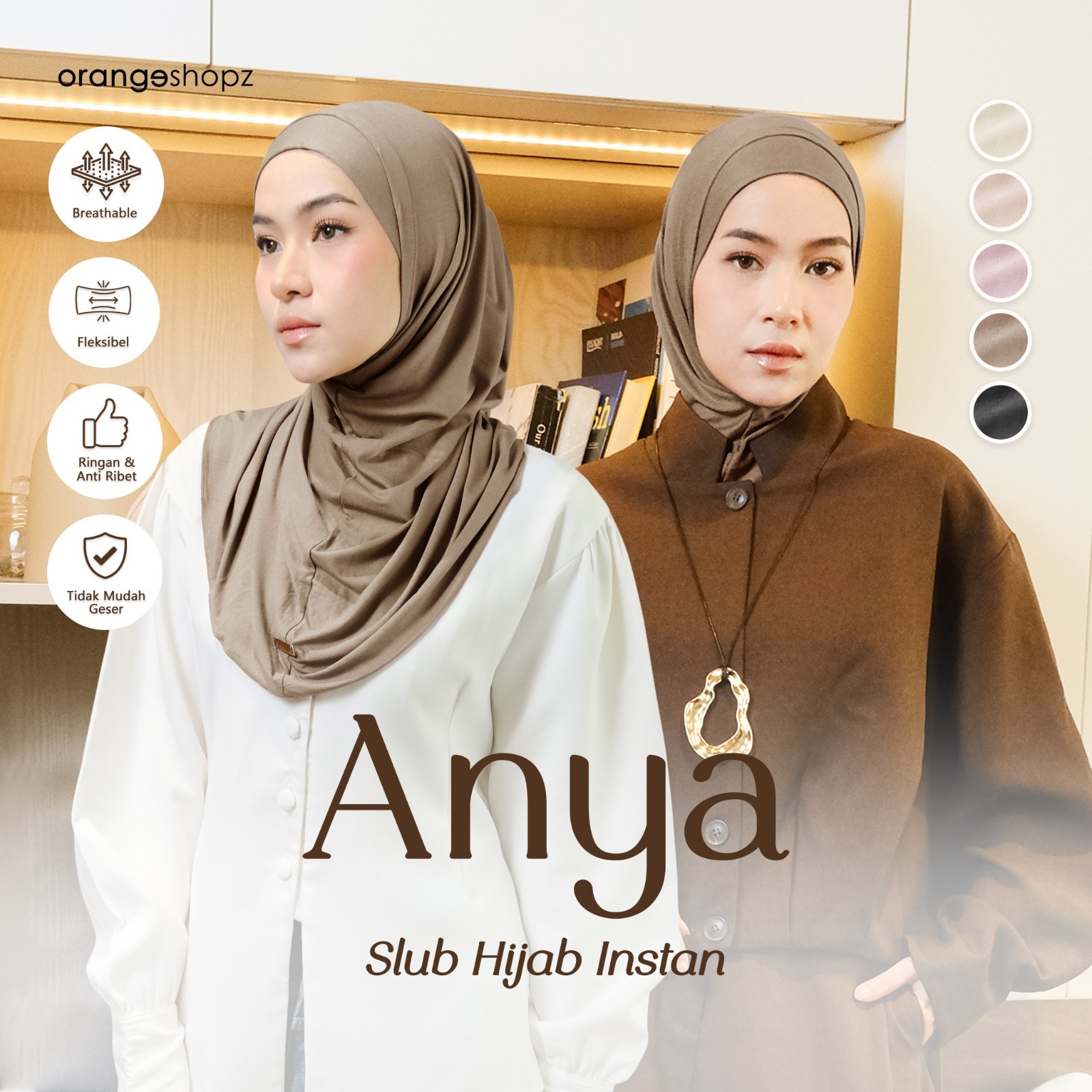 Orangeshopz - Anya Slub Instan Hijab | Bergo Instan Malay Rayon Soft Pad