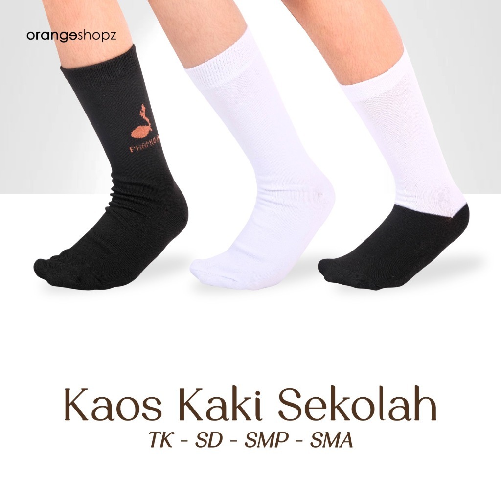 Kaos Kaki Sekolah Putih Hitam Ukuran SD SMP SMA